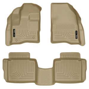 Ford Taurus Floor Liners - Front + Rear - Husky Liners - WeatherBeater Combo - Tan - `10-`13